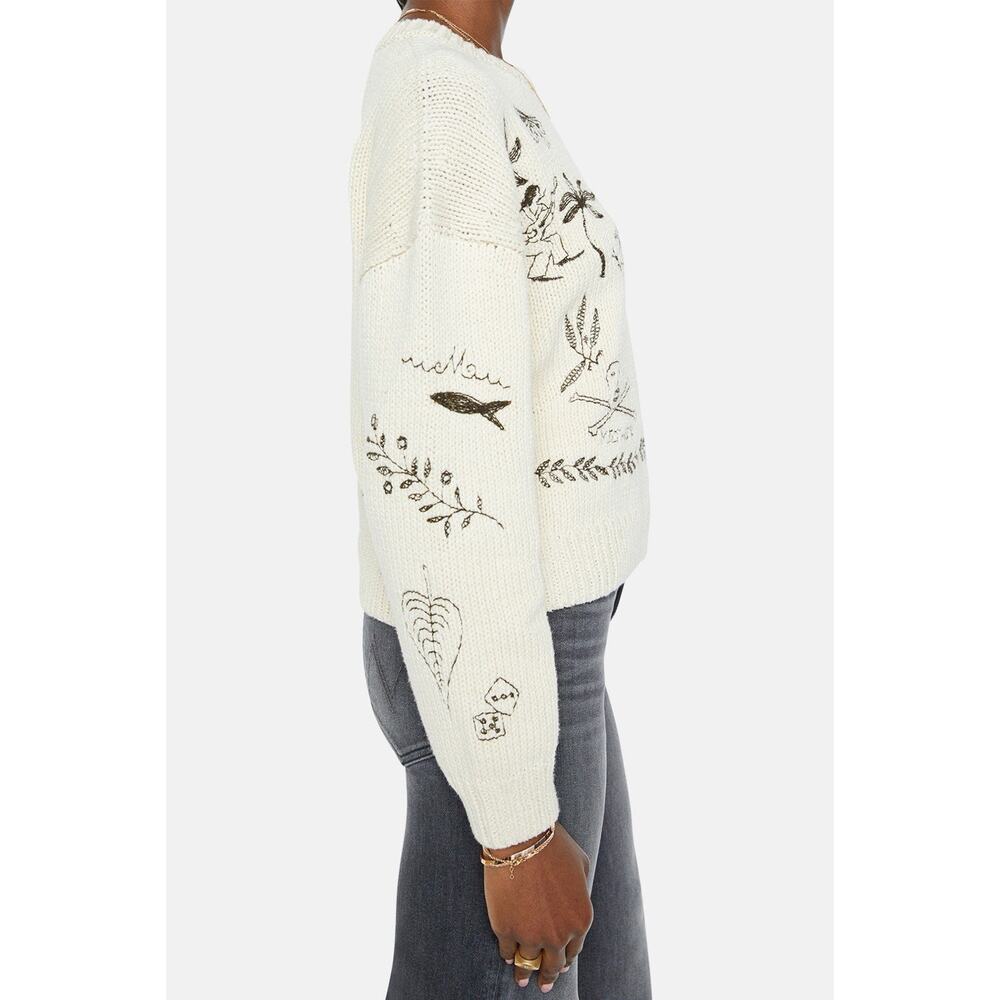 MOTHER Sweater Cotton Jumper Women’s Large Cream Drawings In The Sand $395 - Picture 13 of 16